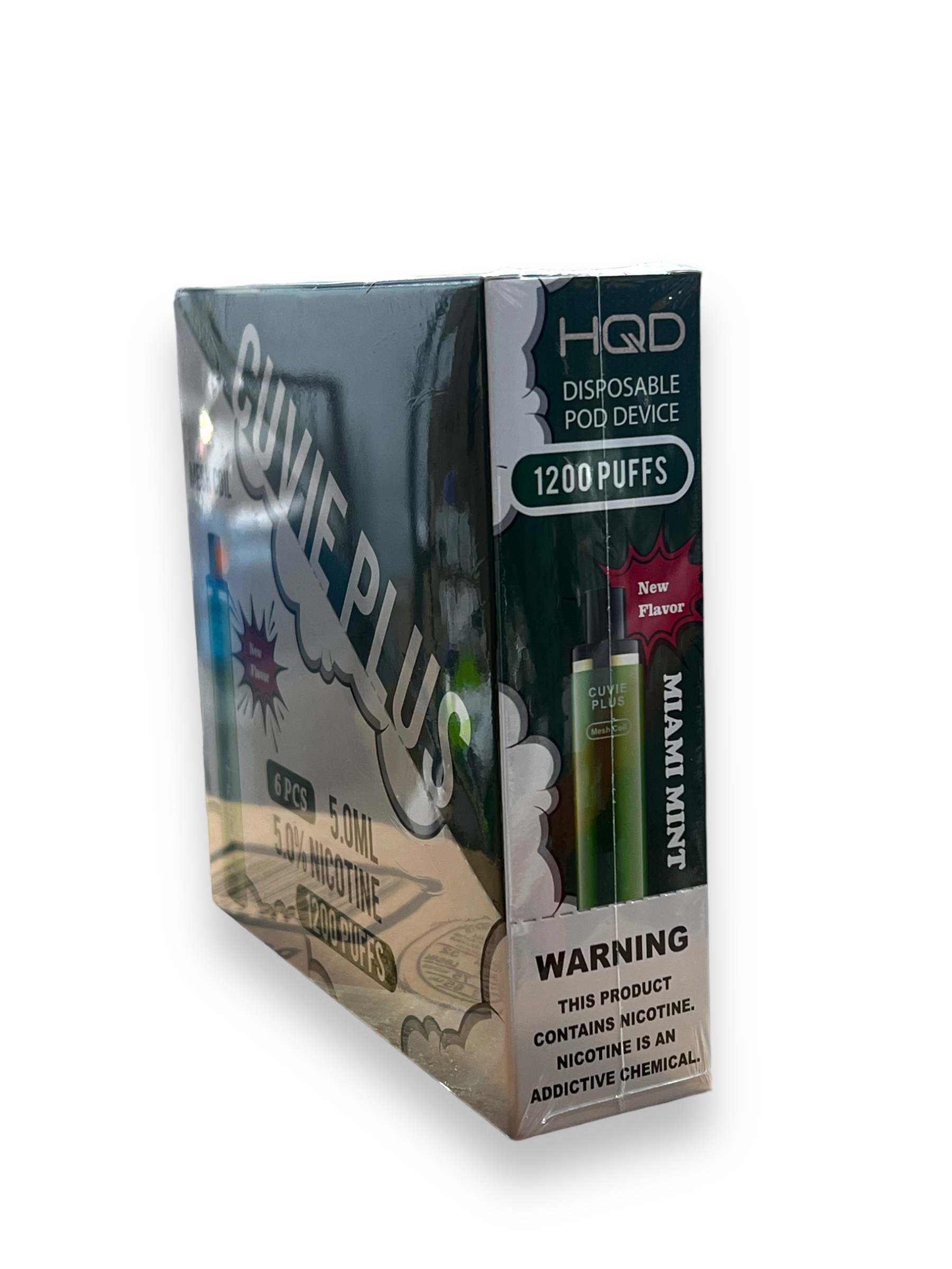 HQD CUVIE PLUS MIAMI MINT 1200 PUFFS BOX 6CT - Ace Distributors