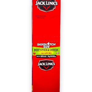 JACK LINK'S 2.45OZ SASQUATCH SIZE BEEF STICK & CHEESE JALAPENO 12CT