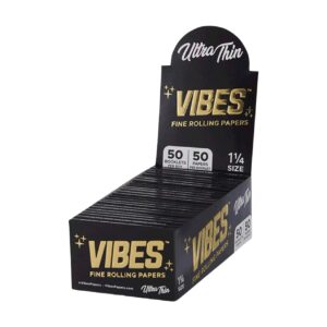 VIBES BLACK ULTRA THIN PAPER BOX 1 1/4 SIZE 50CT