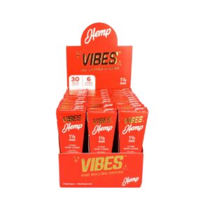 VIBES CONE RED HEMP 1-1/4 SIZE 6/30CT