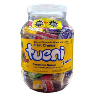 TUENI FRUIT CHEWS 4 ASSORATED FLAVOR JAR 55CT
