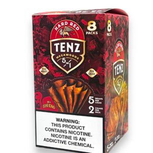 TENZ CIGAR WRAPS 5/2PK HARD RED 8CT BOX
