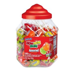 BON BON BUM ASSORTED CANDY & GUM POPS JAR 100CT