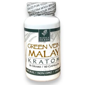 WHOLE HERBS GREEN VEIN MALAY KRATOM 60CAP