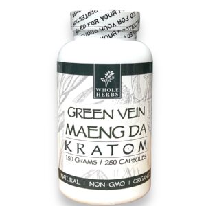 WHOLE HERBS GREEN VEIN MAENG DA KRATOM 250CAP
