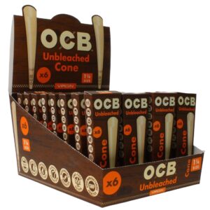 OCB CONE VIRGIN UNBLEACHED 1 1/4 SIZE 6/32CT