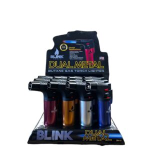 BLINK DUAL TORCH LIGHTER 4'' METAL #599 12CT