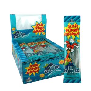 SOUR POWER STRAWS 24CT BLUE RASPBERRY