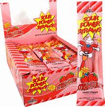SOUR POWER STRAWS 24CT STRAWBERRY