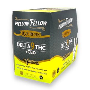 MELLOW FELLOW 400MG D9+THC+CBD M-FUSIONS GUMMIES 6CT BOX -RAMBUTAN KAFFIR LIME KUMQUAT