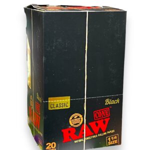 RAW BLACK CLASSIC CONE 1 1/4 SIZE 20/12CT BOX