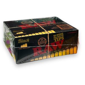 RAW PRE ROLLED CONE BLACK TIPS WIDE 20CT