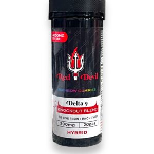 RED DEVIL D9 KNOCKOUT BLEND GUMMIES 4000MG BOTTLE 20CT-RAINBOW HYBRID