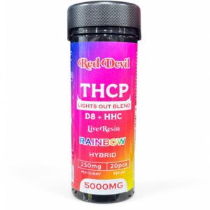 RED DEVIL D8 KNOCKOUT BLEND RAINBOW HYBRID GUMMIES 5000MG BOTTLE 20CT