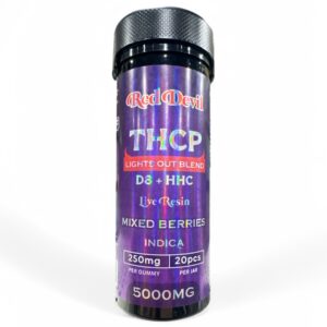 RED DEVIL D8 KNOCKOUT BLEND MIXED BERRIES INDICA GUMMIES 5000MG BOTTLE 20CT