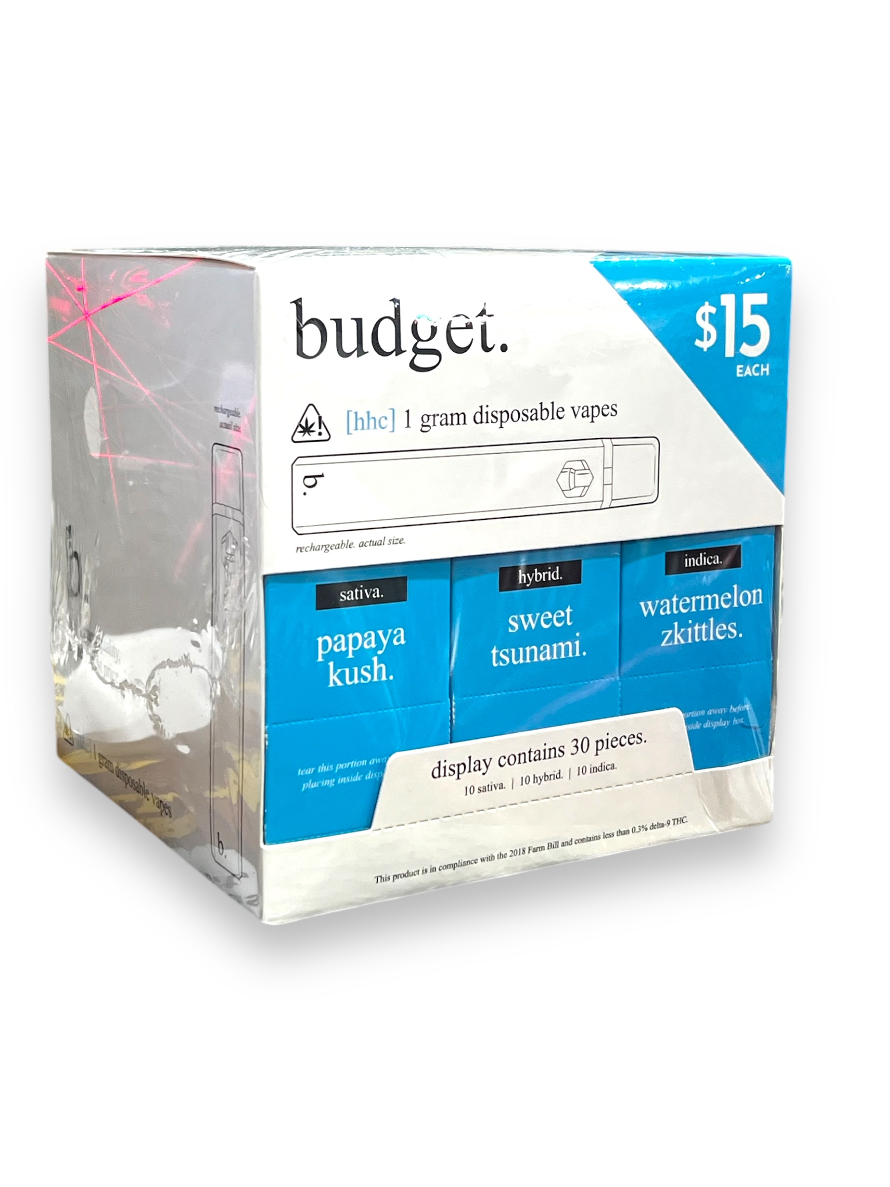 BUDGET HHC 1GM CARTRIDGES 30CT BOX