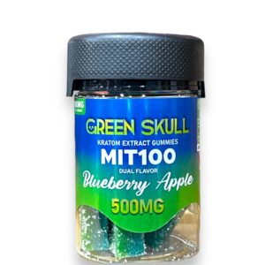 GREEN SKULL MIT-100 KRATOM EXTRACT GUMMIES 5CT BOTTLE-BLUEBERRY APPLE