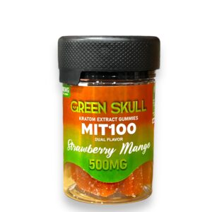GREEN SKULL MIT-100 KRATOM EXTRACT GUMMIES 5CT BOTTLE-STRAWBERRY MANGO