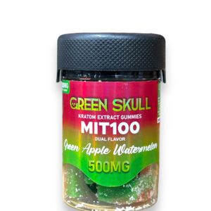 GREEN SKULL MIT-100 KRATOM EXTRACT GUMMIES 5CT BOTTLE-GREEN APPLE WATERMELON
