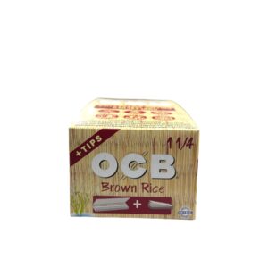OCB UNBLEACHED BROWN RICE PAPER +TIPS BOX 1-1/4 SIZE 24CT