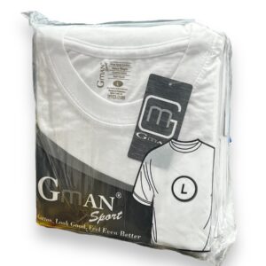 GMAN T-SHIRT ROUND WHITE LARGE 6pk