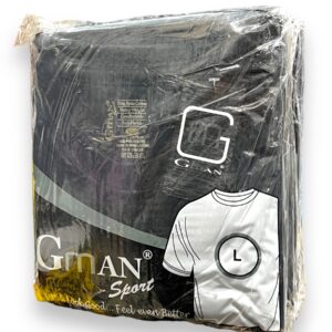 GMAN T-SHIRT ROUND BLACK LARGE 6pk