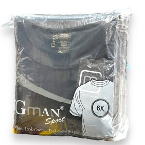 GMAN T-SHIRT ROUND BLACK 6XL 6pk