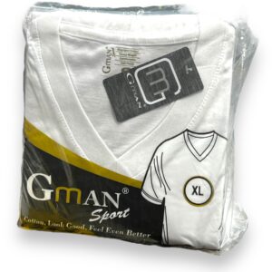 GMAN T-SHIRT V NECK WHITE 1XL 6pk