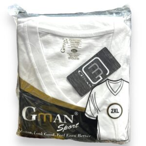 GMAN T-SHIRT V NECK WHITE 2XL 6pk