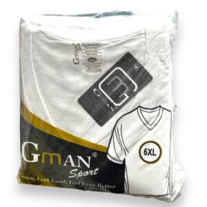 GMAN T-SHIRT V NECK WHITE 6XL 6pk