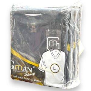 GMAN T-SHIRT V NECK BLACK LARGE 6pk