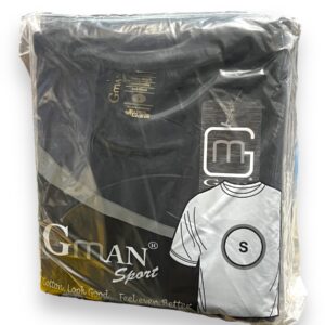 GMAN T-SHIRT ROUND BLACK MEDIUM 6pk
