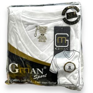 GMAN T-SHIRT V NECK WHITE SMALL 6pk