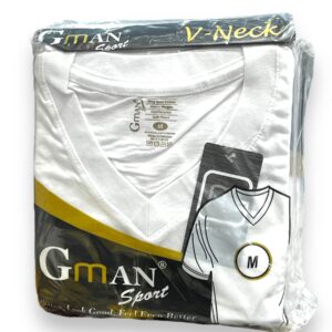 GMAN T-SHIRT V NECK WHITE MEDIUM 6pk
