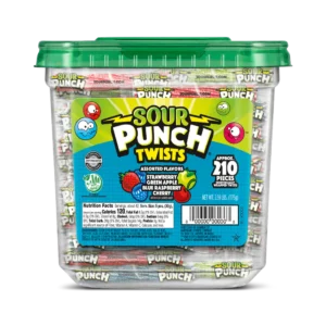 CM. SOUR PUNCH TWISTS ASSORTED JAR 210CT