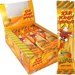 SOUR POWER STRAWS 24CT MANGO