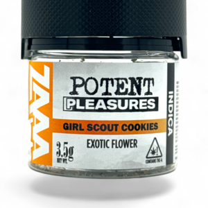 POTENT PLEASURES THC-ZAAA A 3.5GM EXOTIC FLOWER -GIRL SCOUT COOKIES