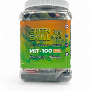 GREEN SKULL MIT-100 KRATOM EXTRACT GUMMIES SINGLE PACK  20CT JAR - STRAWBERRY MANGO