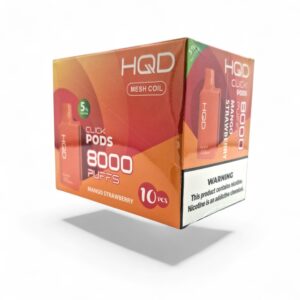 HQD CLICK 8000 PUFFS DISPOSABLE POD 10CT BOX - MANGO STRAWBERRY