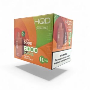 HQD CLICK 8000 PUFFS DISPOSABLE POD 10CT BOX - PINEAPPLE MANGO PEACH