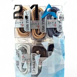 AQVAZE 2.1A 6FT USB TYPE-C 12CT