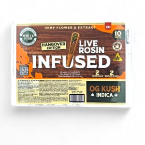 WHITEFISH LIVE ROSIN INFUSED PRE ROLLS OG KUSH INDICA- 2GM EACH 2PK/10CT