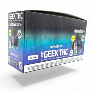 LOST GEEK THC CLEARVIEW 9.3GM DISPOSABLE 5CT -BLUE RAZZ ICE SATIVA