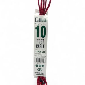 CELLTELL TYPE C-USB 10 FT LONG CABLE EACH