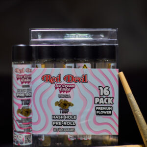 RED DEVIL THCP HASH HOLE PRE-ROLLS 2GM ICE CREAM CAKE INDICA 16CT