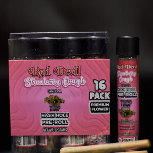 RED DEVIL THCP HASH HOLE PRE-ROLLS 2GM STRAWBERRY COUGH SATIVA 16CT