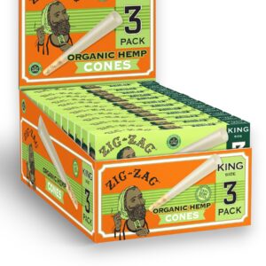 ZIG ZAG ORGANIC HEMP CONES KING SIZE BOX 3PK/12CT