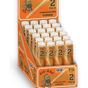 ZIG ZAG 99¢ UNBLEACHED CONES 1 1/4 SIZE BOX 2PK/12CT