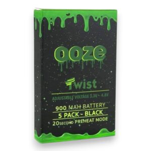 OOZE TWIST 900MAH BATTERY BLACK 5PK - ADJUSTABLE VOLTAGE