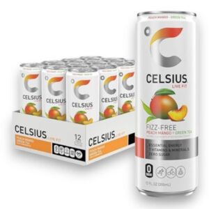 CELSIUS PEACH MANGO GREEN TEA 12OZ 12CT